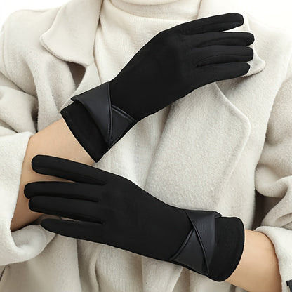 Damen Handschuhe Braun mit Wickeldetail Weiches Material Einheitsgröße