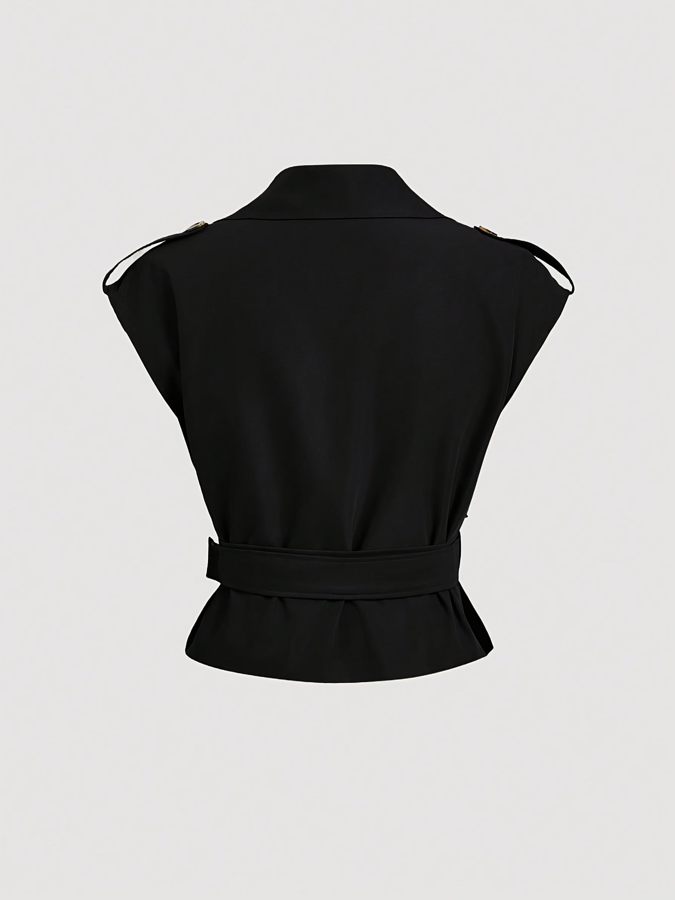 Women's Elegant Short-Sleeve Vest with Belt for Spring and Summer – Fashionable Trench Coat Style