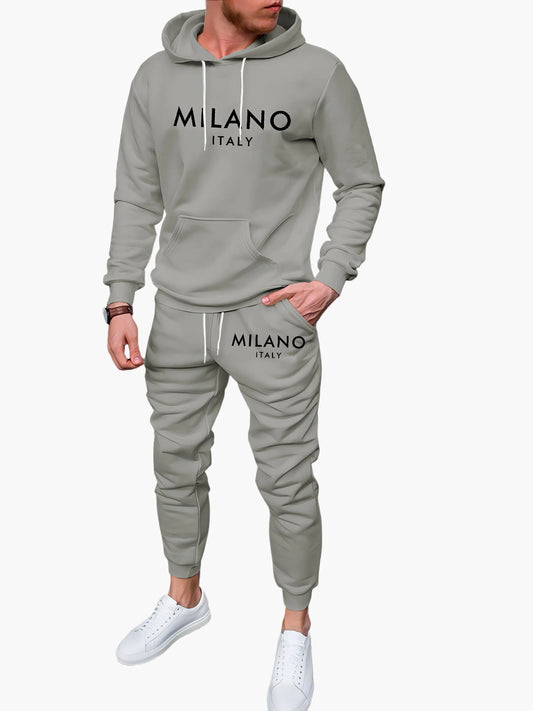 Men's Milano Italy Tracksuit Set – Hoodie & Jogging Pants for Leisure and Sports