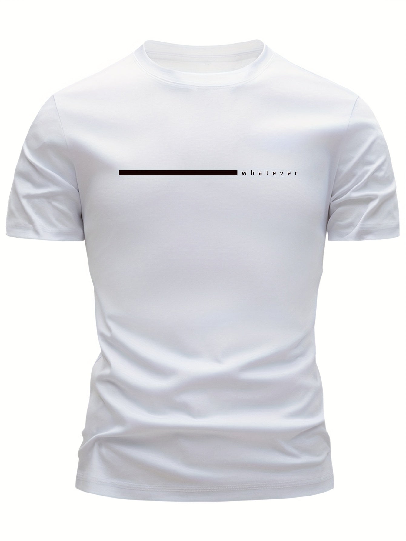 Men's T-shirt with minimalist "whatever" print, casual style, modern design, for everyday wear and leisure