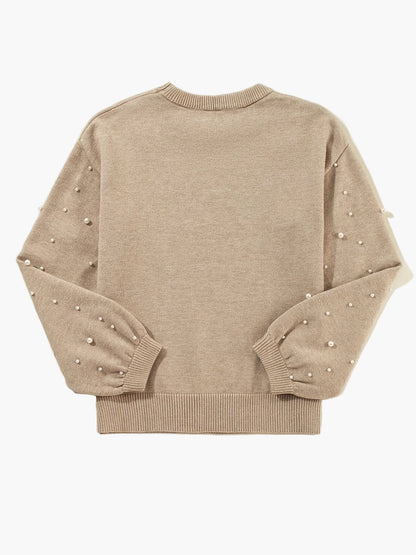 Damen Pullover mit Perlenbesatz – Eleganter Strickpullover für Freizeit und Alltag