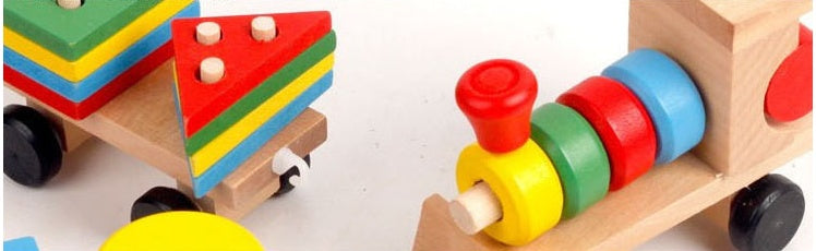 Wooden Educational Toy Train for Children – Stacking and Sorting Game from 1 Year