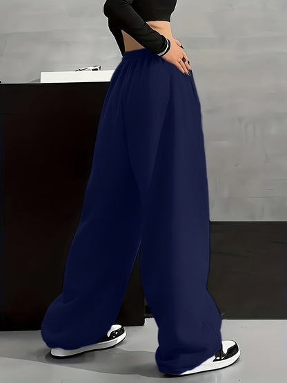Wide-leg lounge pants with moon phase pattern, elastic waistband