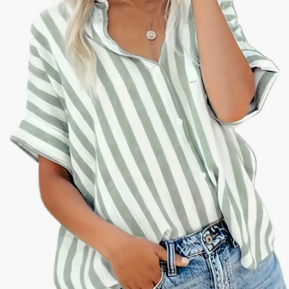 Women's summer blouse in striped look – Casual shirt for everyday and vacation