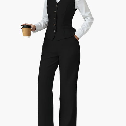 Women's Business Suit Set Elegant Two-Piece with Vest and Pants Office Outfit