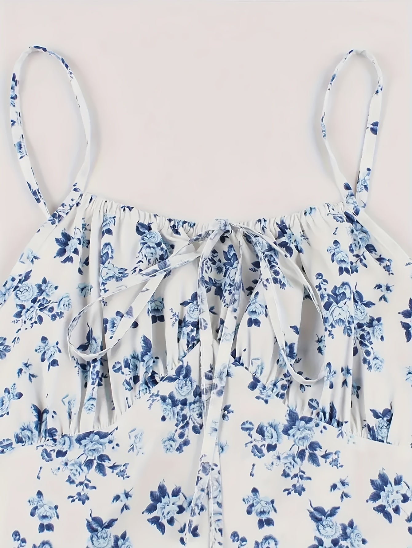 Women's Summer Midi Dress with Floral Pattern and Tie Belt – Elegant A-Line Dress for Everyday Wear and Garden Parties
