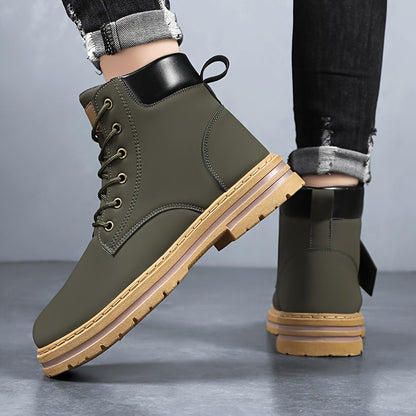 Herren Schnürstiefel Olivgrün mit Profilsohle