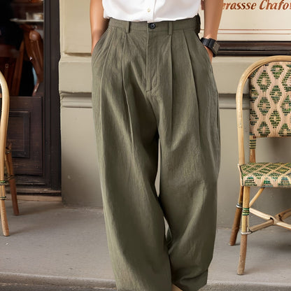 Men's Wide Pleated Trousers – Elegant Vintage Style for Everyday and Leisure Wear