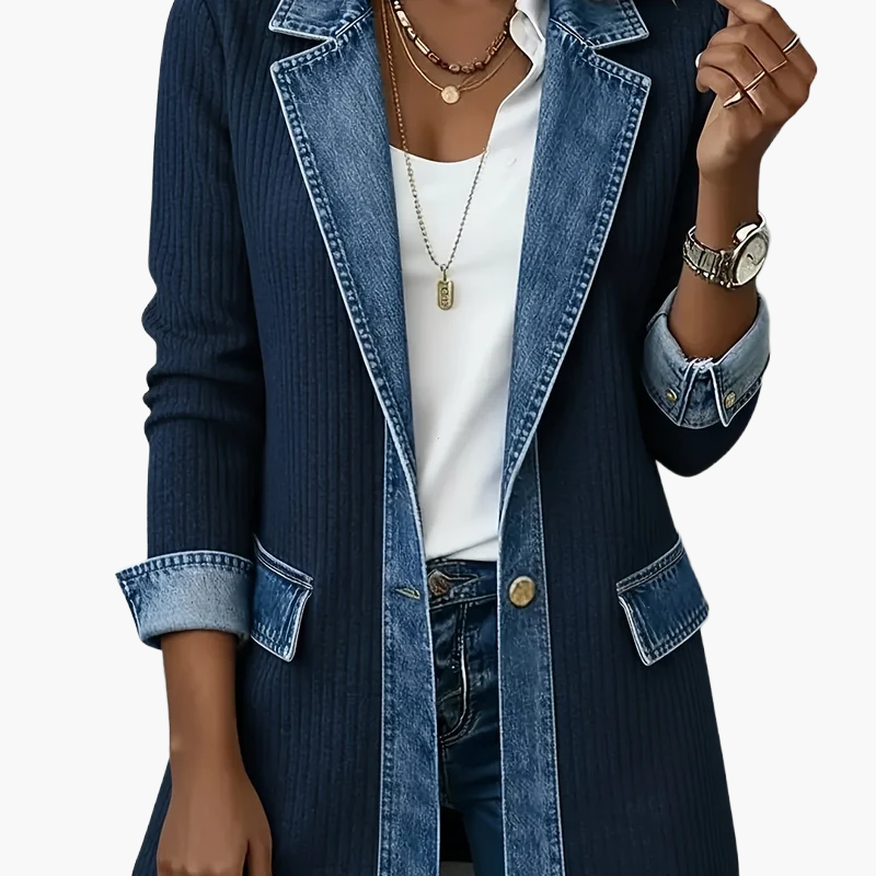 Women's Blazer in Denim Look – Elegant Business Casual Style for Everyday and Office