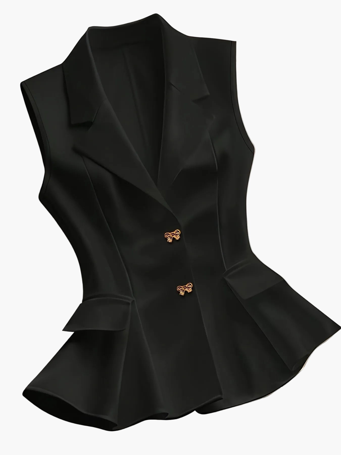 Women's Elegant Sleeveless Vest with Waist Shaping and Peplum for Business and Casual Wear