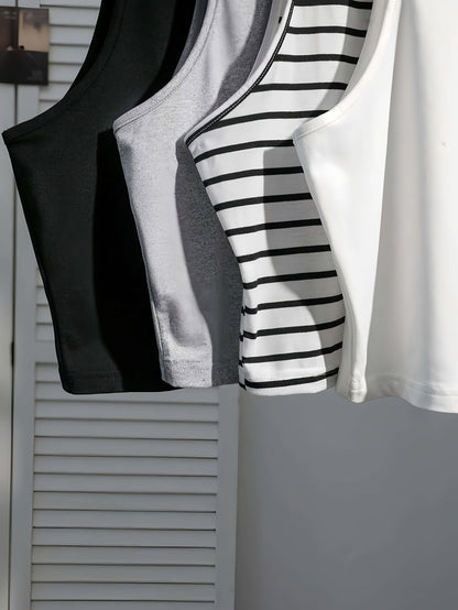 Women's Basic Crop Top Set – Casual Sports Tank Tops for Everyday & Leisure