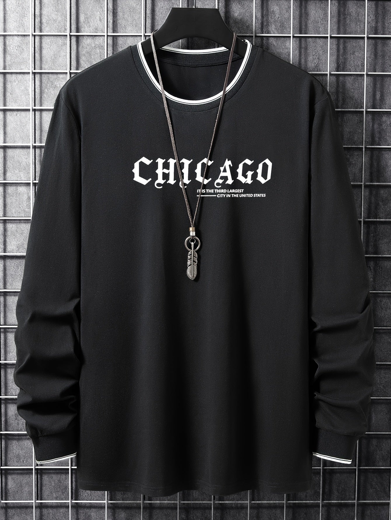 Herren Langarmshirt "Chicago" mit Rundhalsausschnitt und Rippbündchen