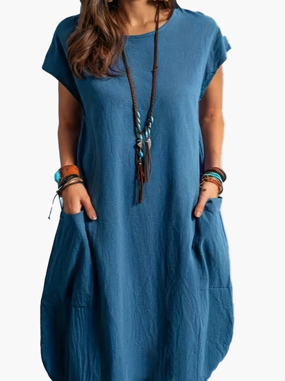Women's casual dress tunic with loose fit and short sleeves – perfect for spring and summer