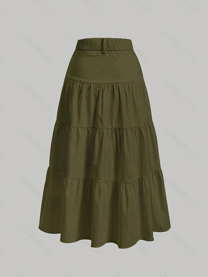 Damen Eleganter Stufenrock mit Hoher Taille für Alltag und Büro