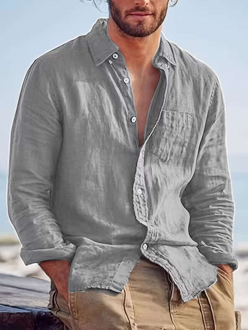 Men's casual shirt with button placket and modern cut for everyday wear and going out