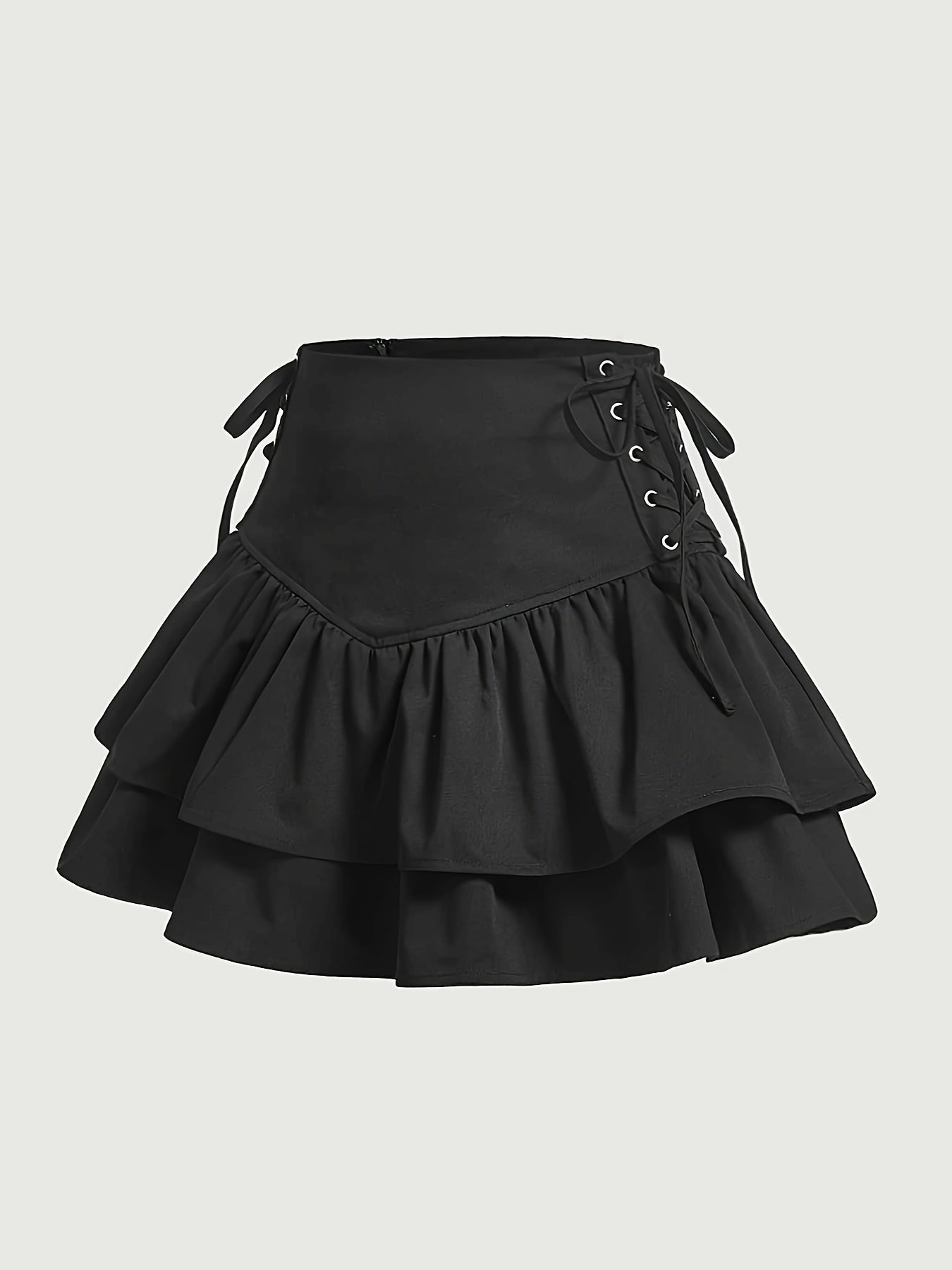 Women's Gothic Ruffled Skirt with Lacing – Elegant Mini Skirt for Special Occasions