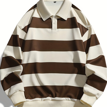 Gestreiftes Langarm-Poloshirt mit Kragen