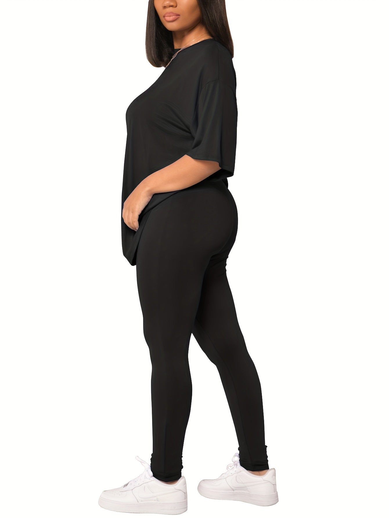 Women's Casual Suit Set – Leggings & Oversized T-Shirt, Sporty and Casual for Everyday and Leisure