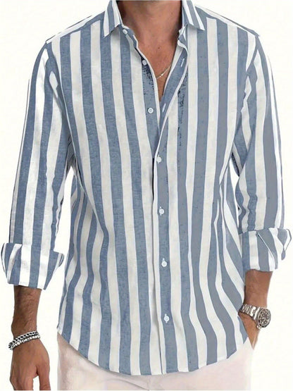 Men's casual shirt with wide stripes and modern cut – Perfect for everyday wear and vacation