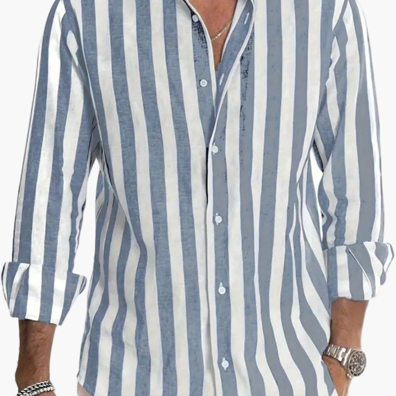 Men's casual shirt with wide stripes and modern cut – Perfect for everyday wear and vacation