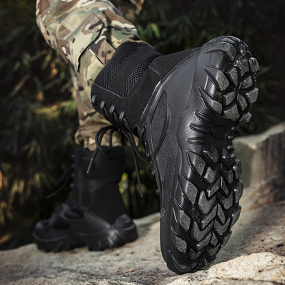 Tactical men's boots, high ankle coverage, khaki and black