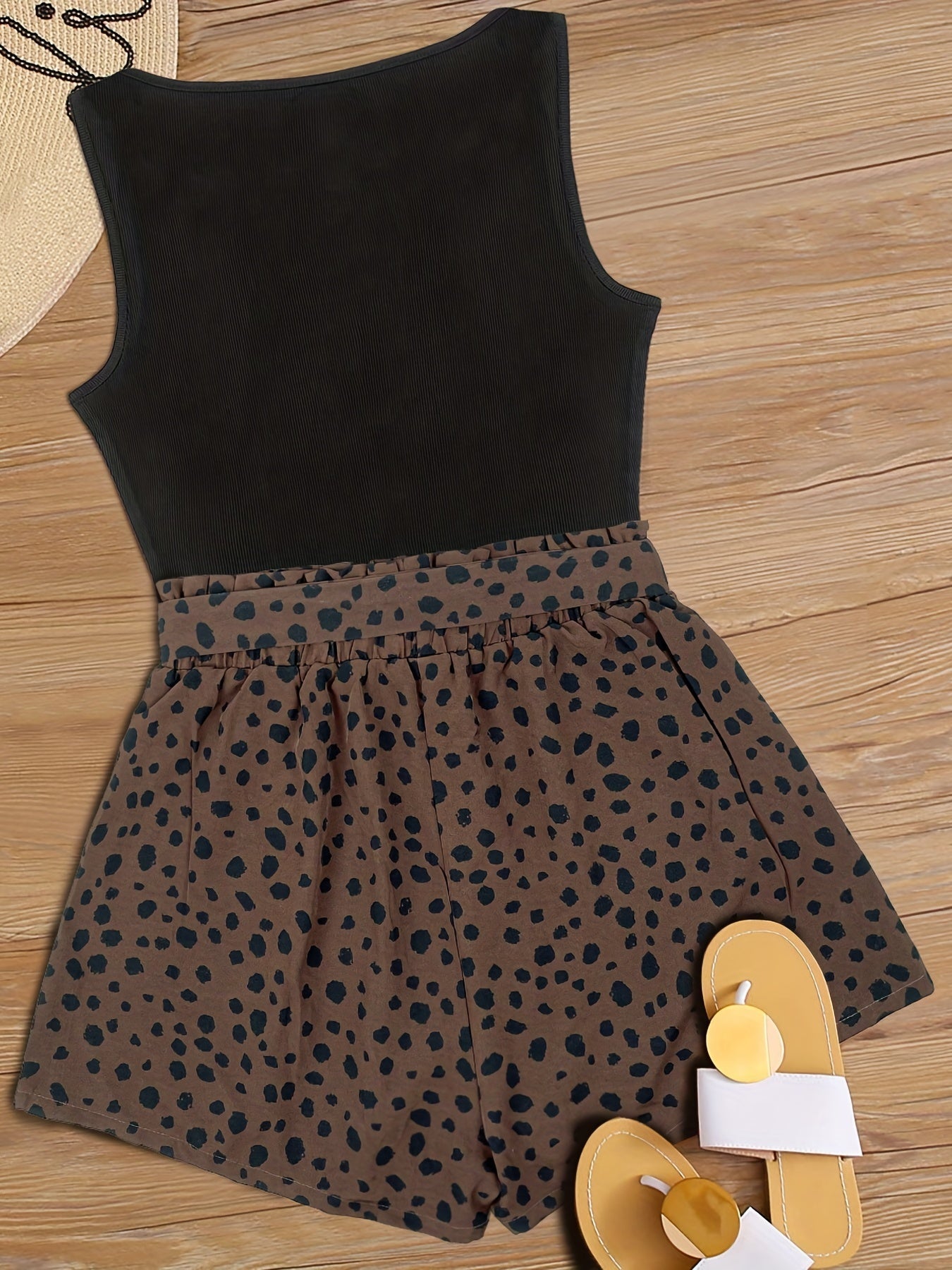 Women's Set: Sleeveless Top and Printed Shorts – Summer Street Style Outfit