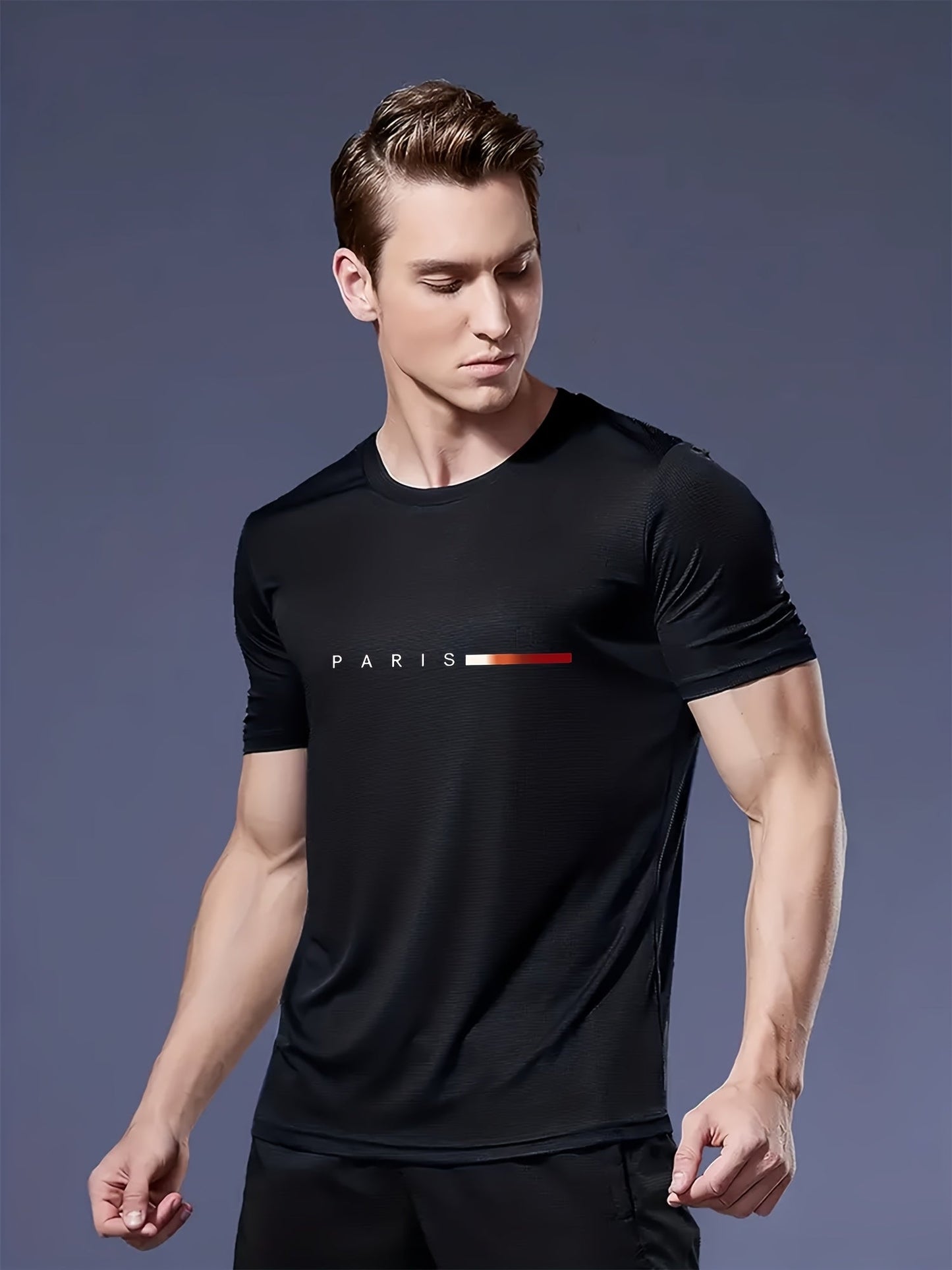 Men's T-Shirt Set 3-Pack – Modern Paris Print, Sporty Style, Perfect for Everyday & Leisure