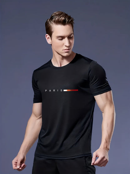 Men's T-Shirt Set 3-Pack – Modern Paris Print, Sporty Style, Perfect for Everyday & Leisure