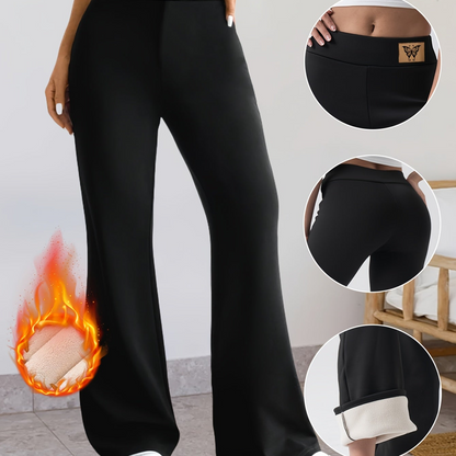 Schwarze Schlaghose Damen mit hoher Taille und weicher Innenseite