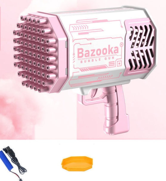Kids Bazooka Bubble Gun – Electric Soap Bubble Pistol with 69 Nozzles, Rechargeable, for Boys and Girls, Outdoor Toy