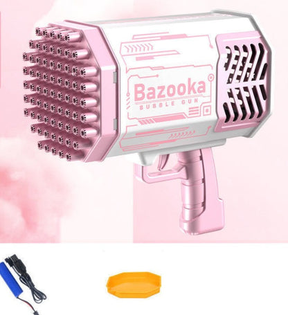 Kids Bazooka Bubble Gun – Electric Soap Bubble Pistol with 69 Nozzles, Rechargeable, for Boys and Girls, Outdoor Toy