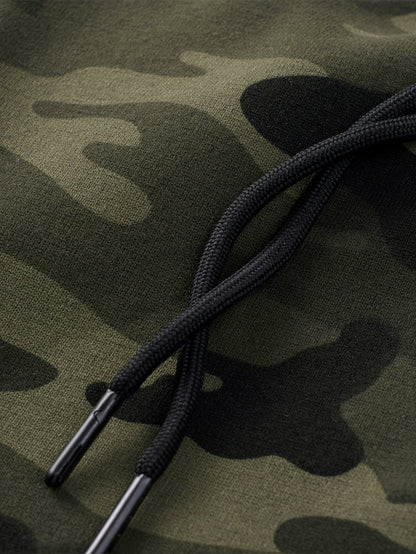 Men's camouflage tracksuit set, hooded jacket & pants, khaki green