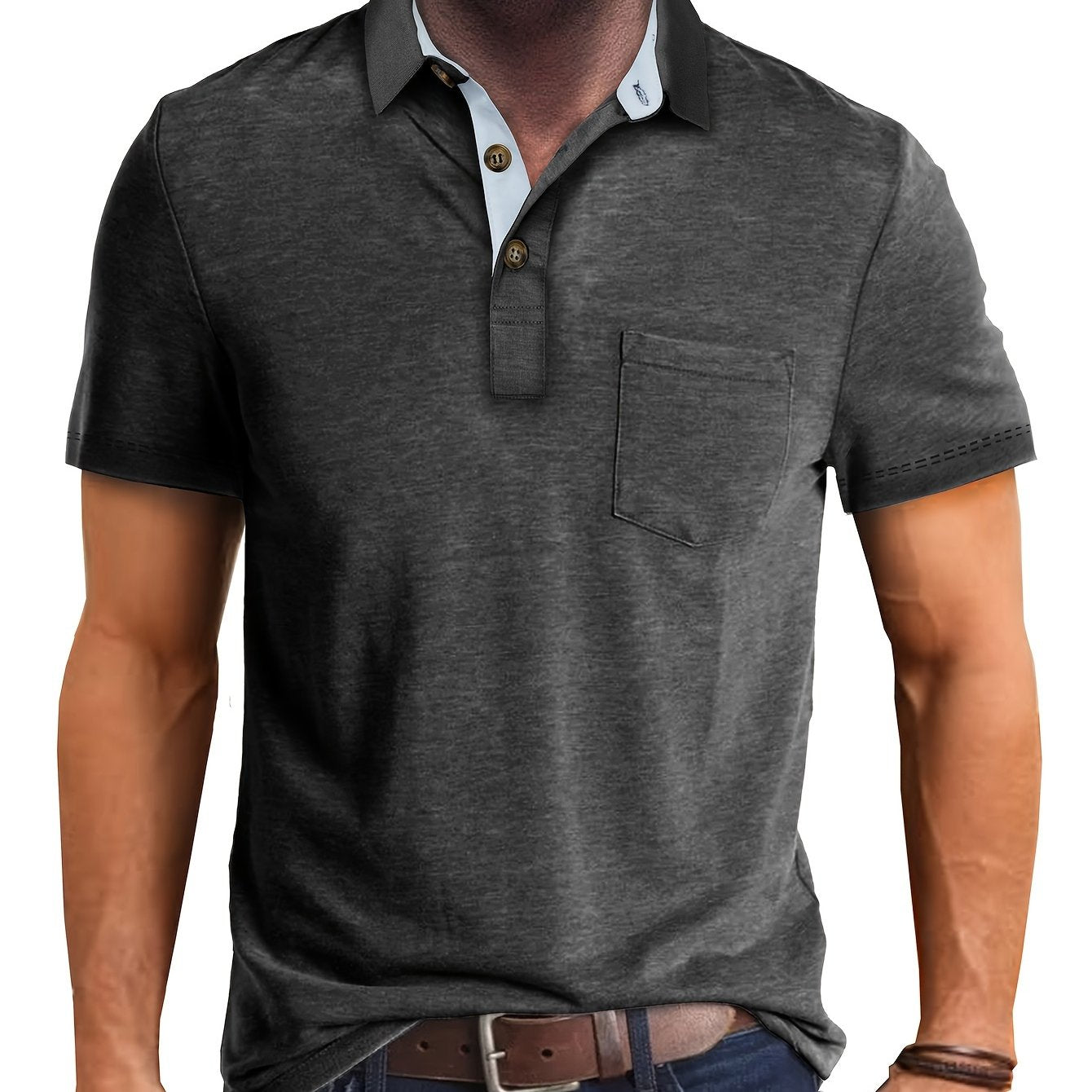 Men's Polo Shirt with Chest Pocket – Modern, Casual Polo Shirt for Everyday and Leisure Wear