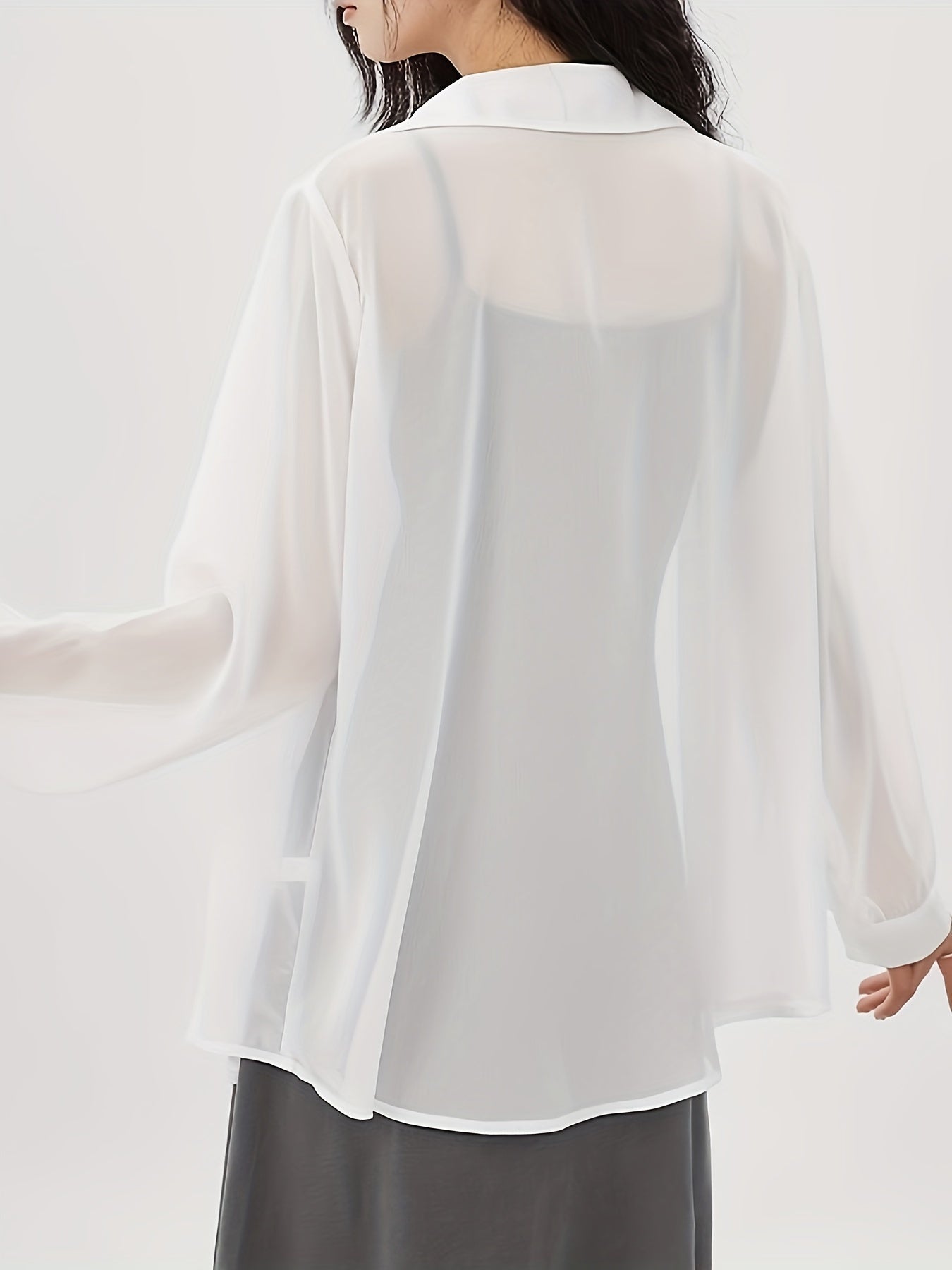 Women's Long Sleeve Blouse Transparent Loose Modern for Everyday and Leisure