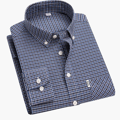 Men's Casual Shirt Checked – Modern Long-Sleeve Shirt for Everyday & Office