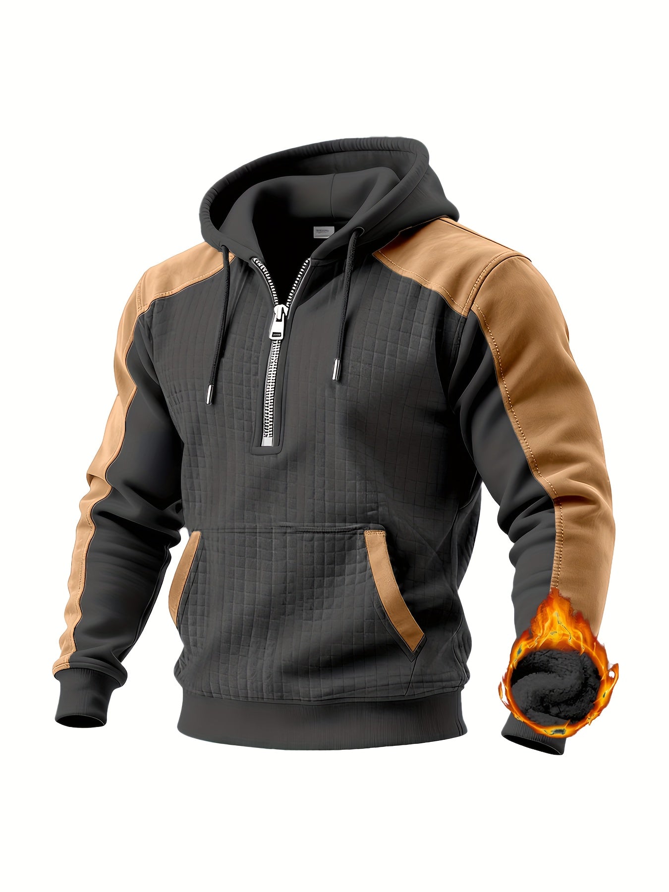 Herren Hoodie Halb-Reißverschluss Stepp-Optik Zweifarbig