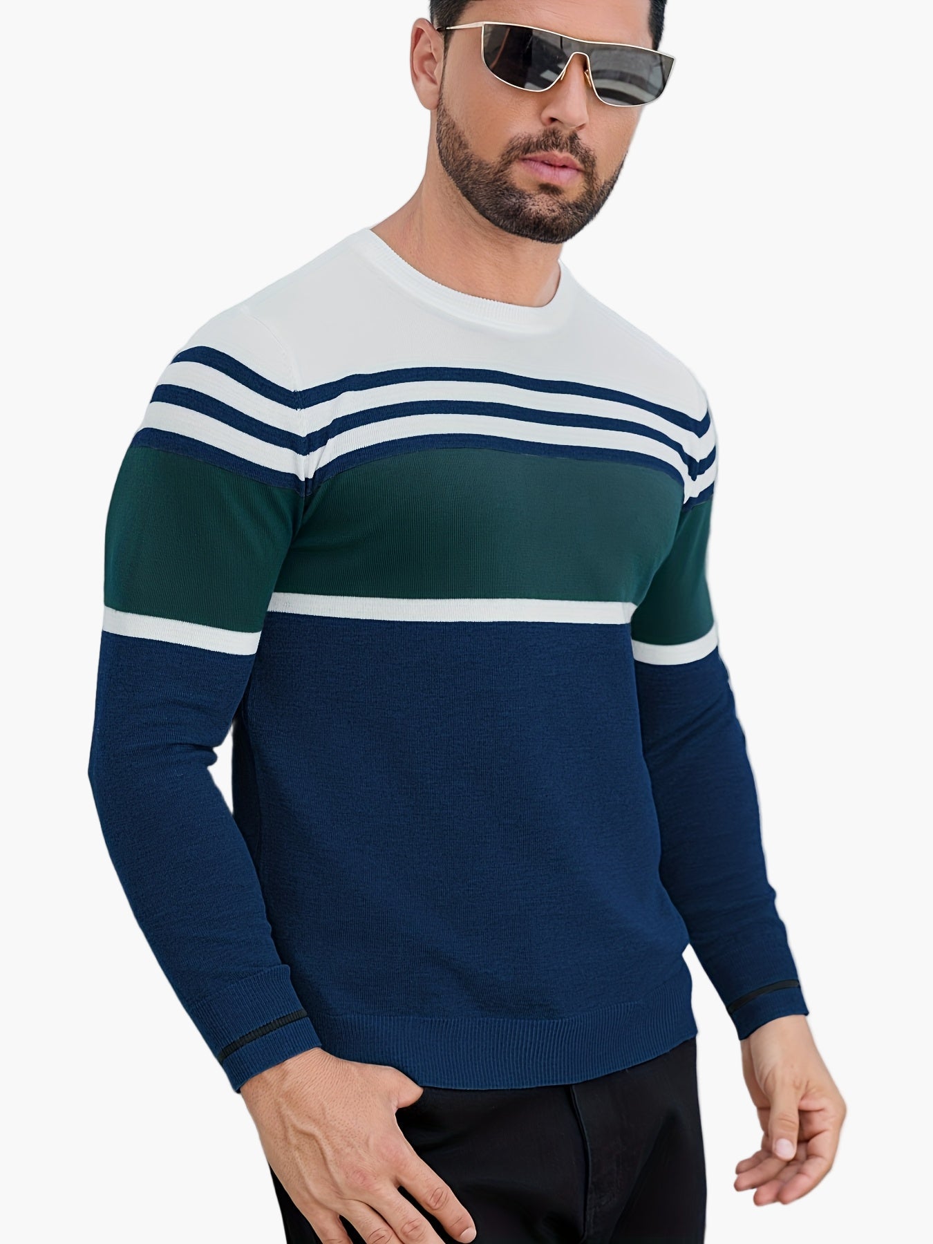 Herren Pullover mit Streifenmuster – Moderner Freizeitpullover für Alltag und Büro