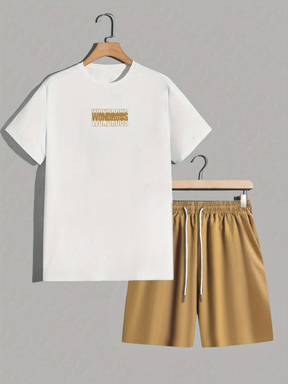 Men's Streetwear Set with Print – Modern T-Shirt and Shorts with WONDROUS Graphic, Casual Outfit