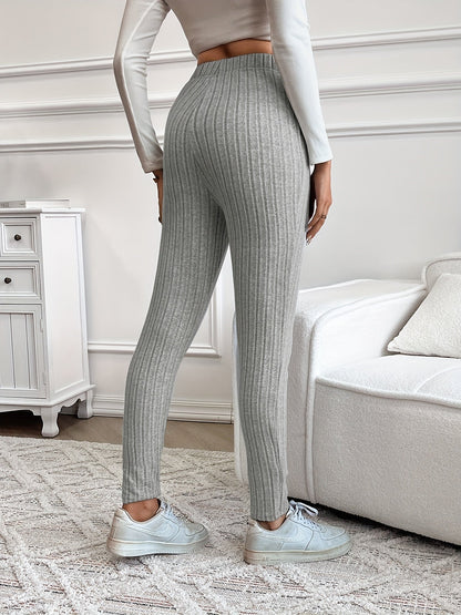 Gerippte Leggings für Damen mit hoher Taille und Kordelzug