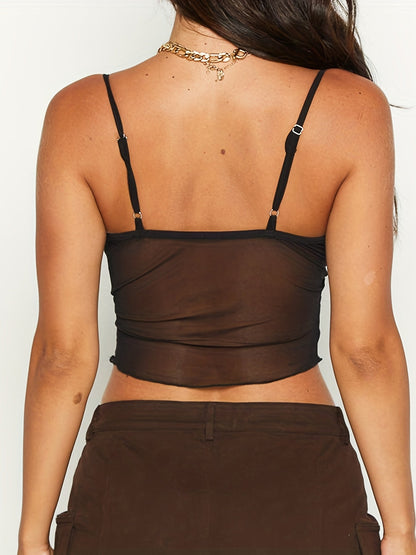 Women's crop top with spaghetti straps and front bow – fashionable party and going-out top
