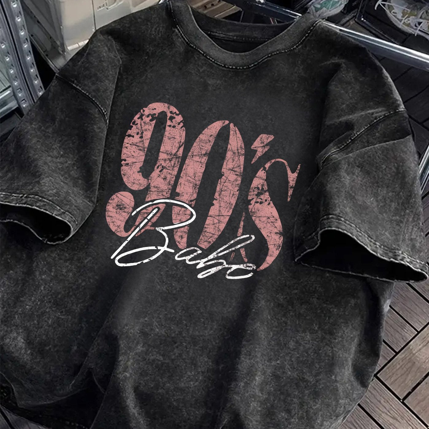 Damen Vintage Oversize T-Shirt mit 90's Babe Print – Streetwear Retro Sommer