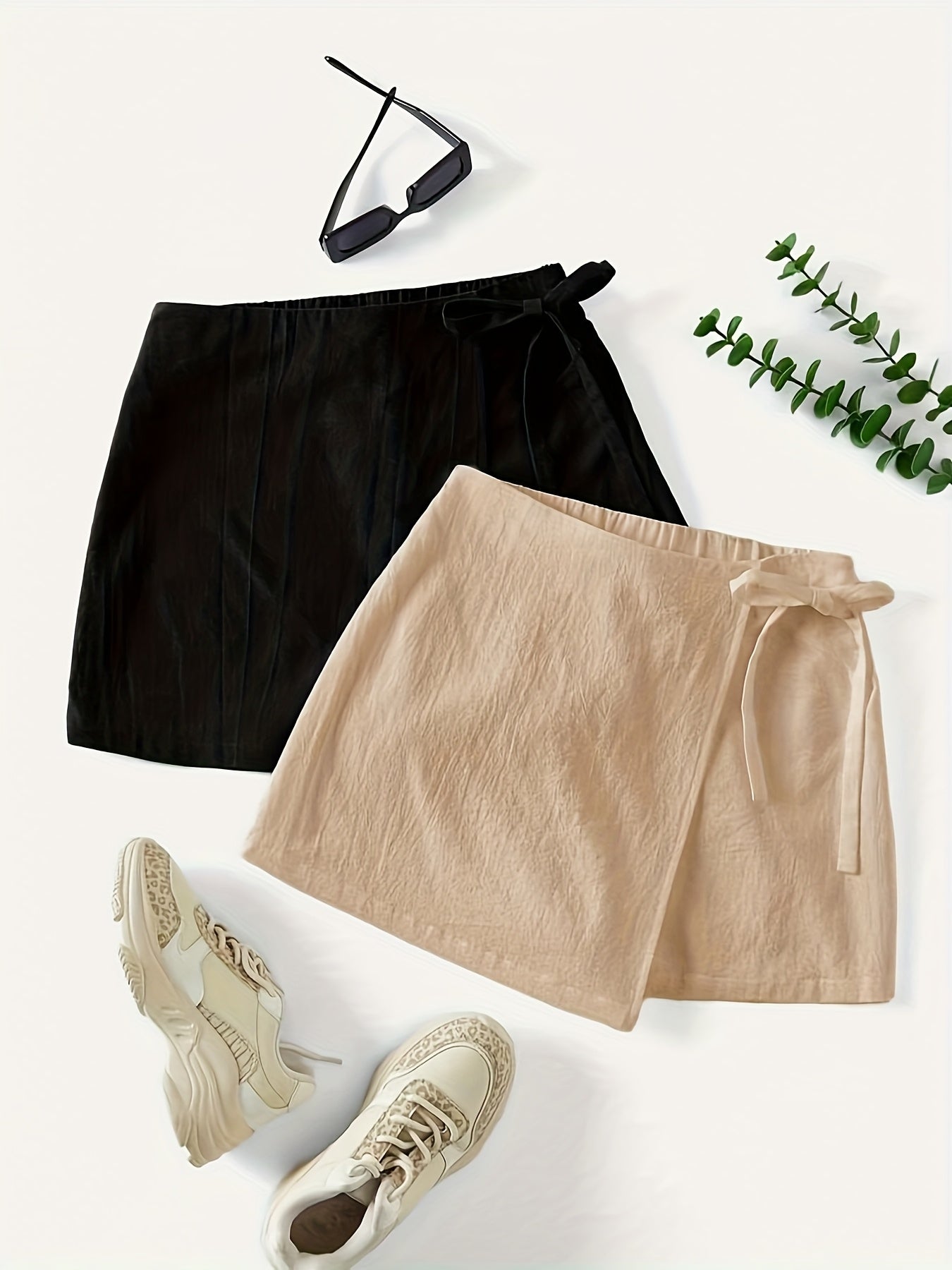 Women's Wrap Skirt with Bow and Tank Top – Elegant Summer Street Style Look