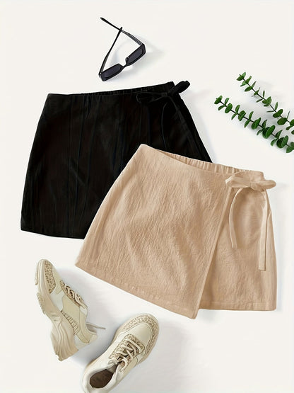 Women's Wrap Skirt with Bow and Tank Top – Elegant Summer Street Style Look