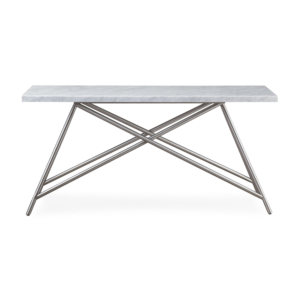 Consoletafel Carrara-marmer en roestvrij staal Coral, wit, 152 x 38 cm, voor hal of woonkamer