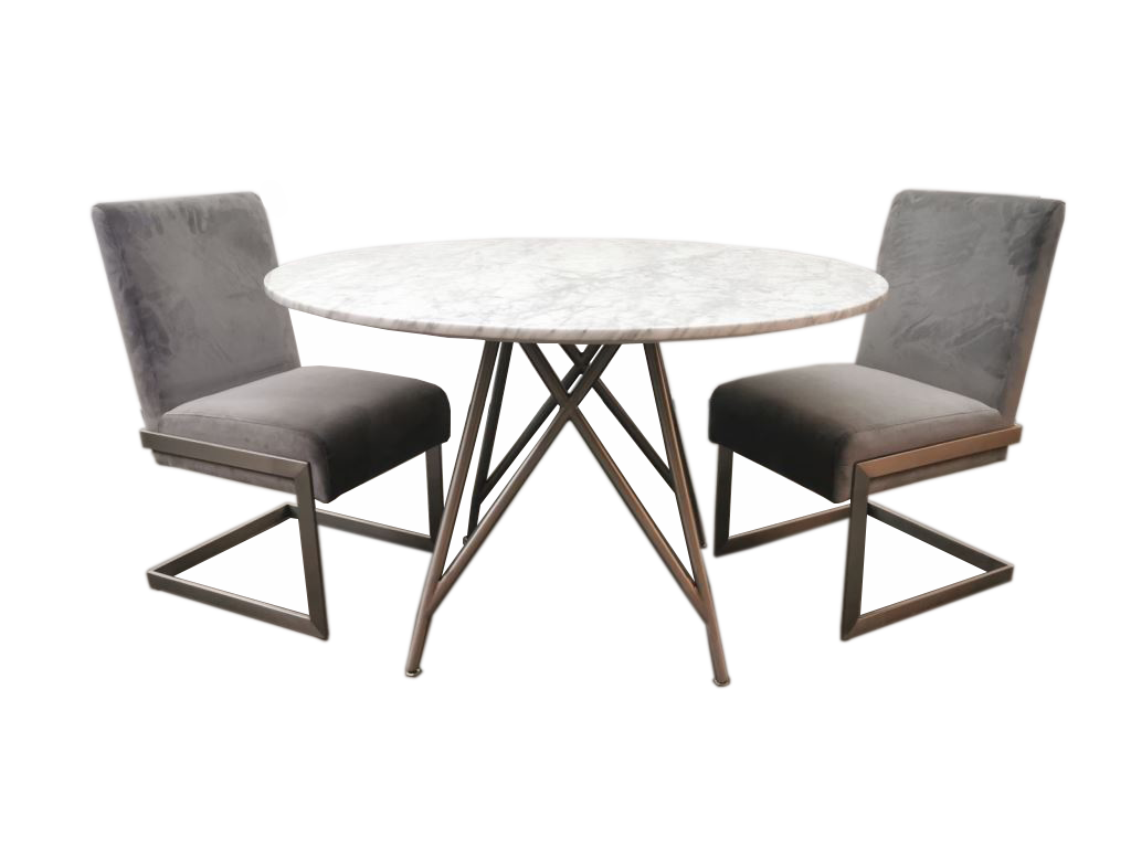 Eetkamerstoel roestvrij staal Coral grijs, hoogte 89 cm, set van 2 voor kleine eetkamer