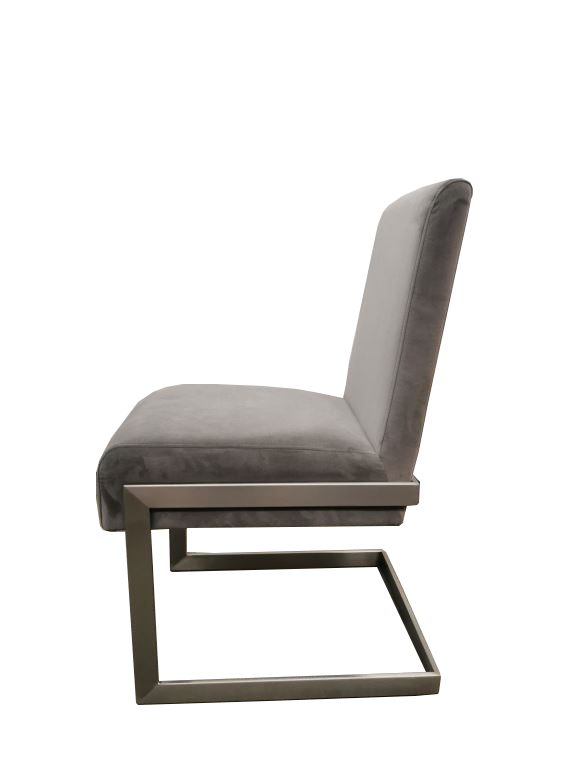 Eetkamerstoel roestvrij staal Coral grijs, hoogte 89 cm, set van 2 voor kleine eetkamer
