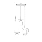 Hanglamp gepoedercoat staal Scandinavisch mokka, 3 lichtpunten E14 – 30 x 30 x 120 cm, eettafel en keuken