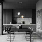 Hanglamp 3 lichts gepoedercoat staal en glas modern, zwart met grafiet, transparant en amber glas, eettafel hal
