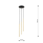 Hanglamp Selter gepoedercoat staal, glamour, zwart met goud, 3 lichtpunten, G9, Ø 20 cm, hoogte 130 cm