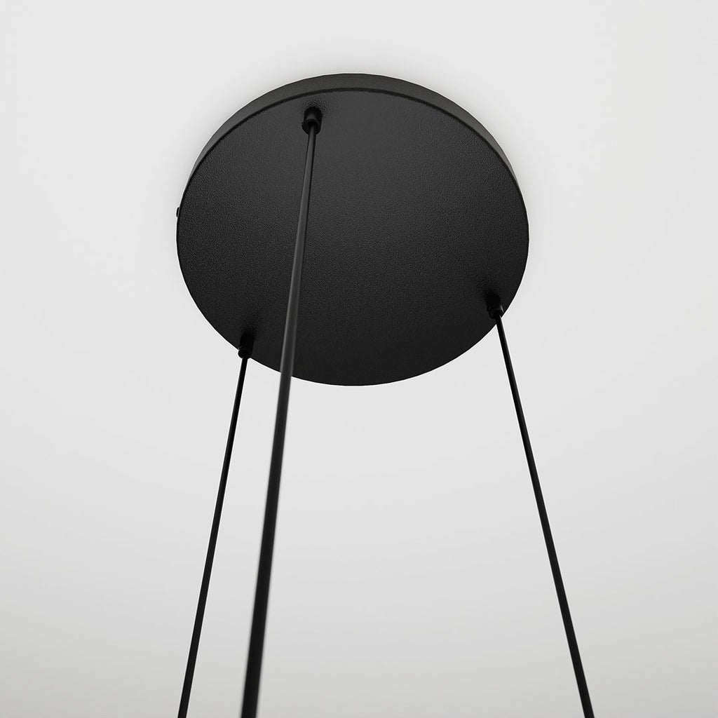 Hanglamp gepoedercoat staal en glas Istar, zwart met transparante kappen, 3 lichts, Ø 14 cm kappen, woonkamer en eetkamer